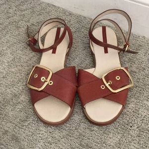 Maroon sandals with buckle